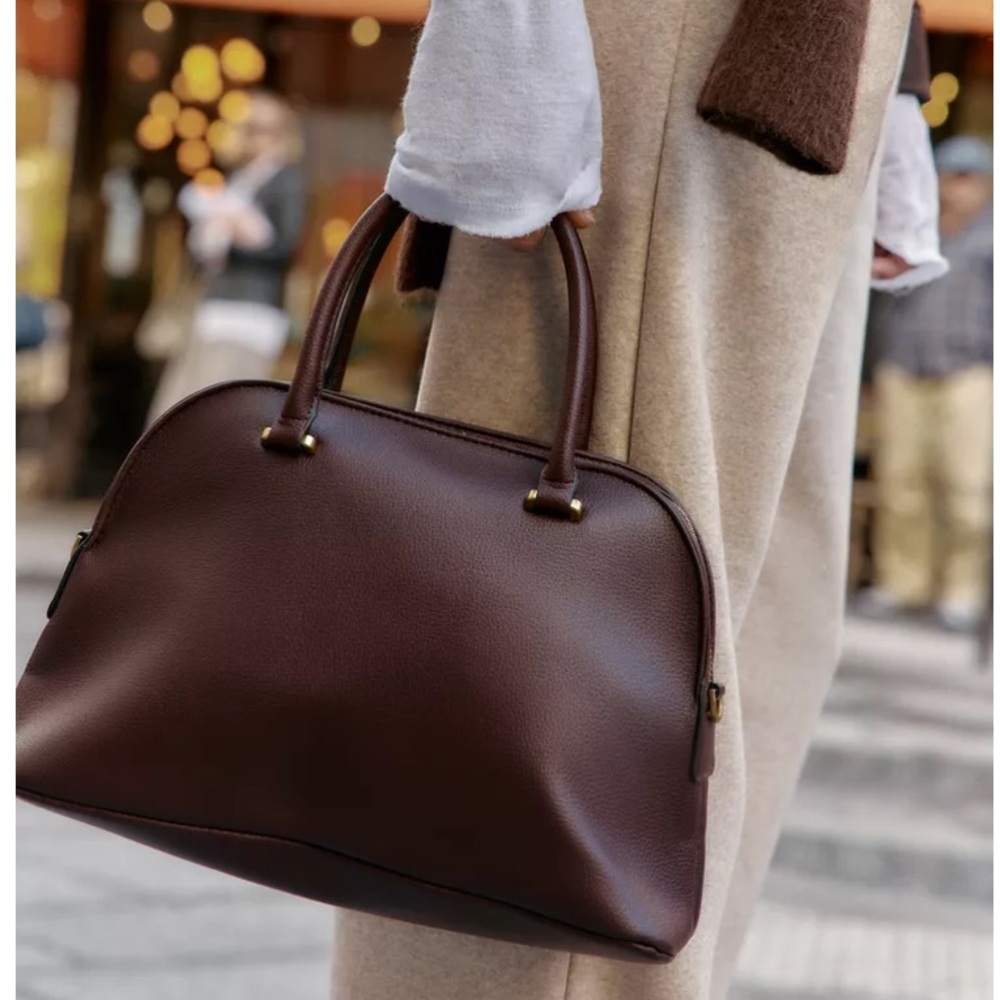 ZARA DOUBLE HANDLE CITY BAG BURGUNDY RED - Picture 2 of 7